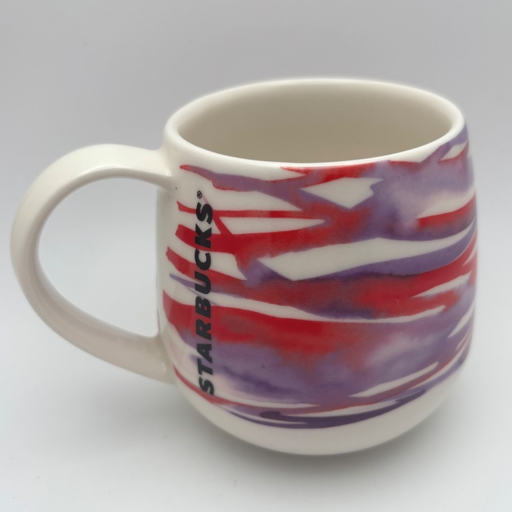 Starbucks Abstract Red Purple Watercolor Ceramic Coffee Mug 12oz 11071811 NEW
